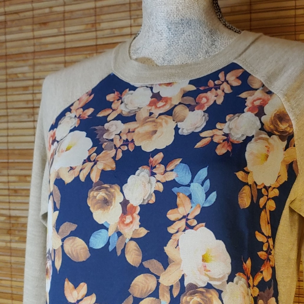 J. Crew Floral Wool Blend Raglan Sweater